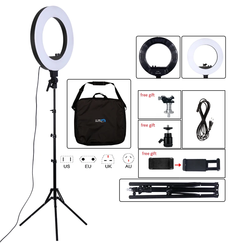 Светодиодный кольцевой светильник для селфи 18 дюймов/45 см плавная регулировка