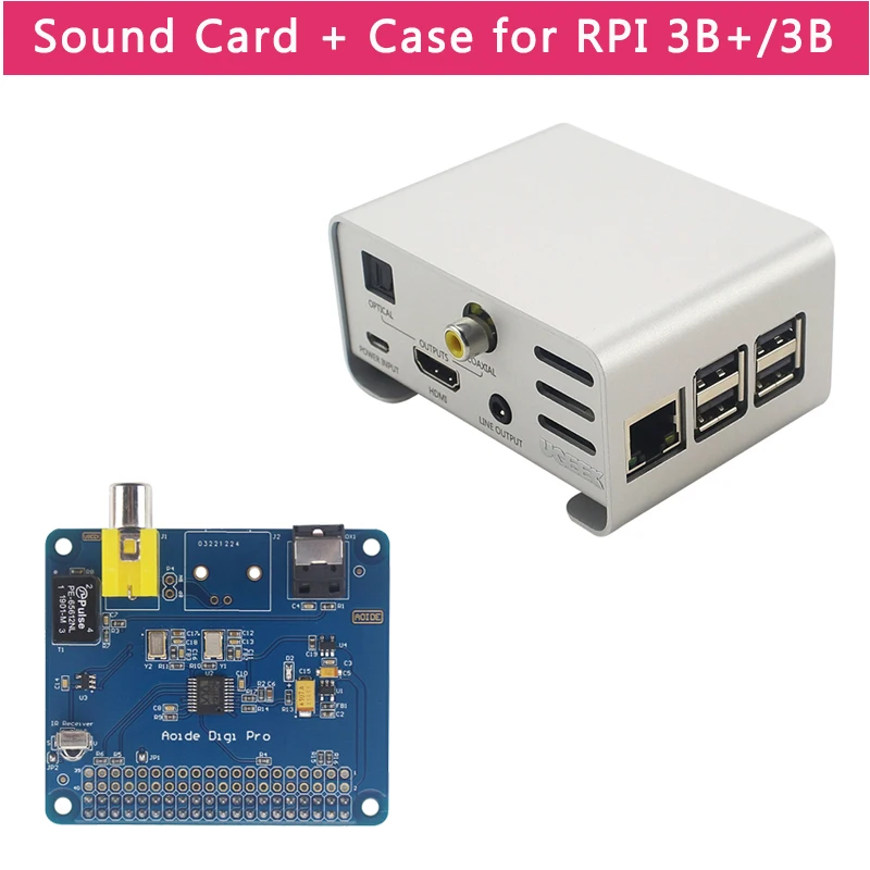 Raspberry Pi 4 AOIDE HIFI DiGi Pro цифровая звуковая плата расширения | Чехол из алюминиевого сплава для Raspberry Pi 4 модель 3B+/3B