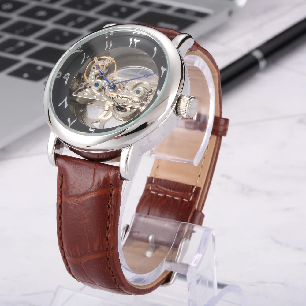 Часы наручные мужские механические люксовые минималистичные золотистые