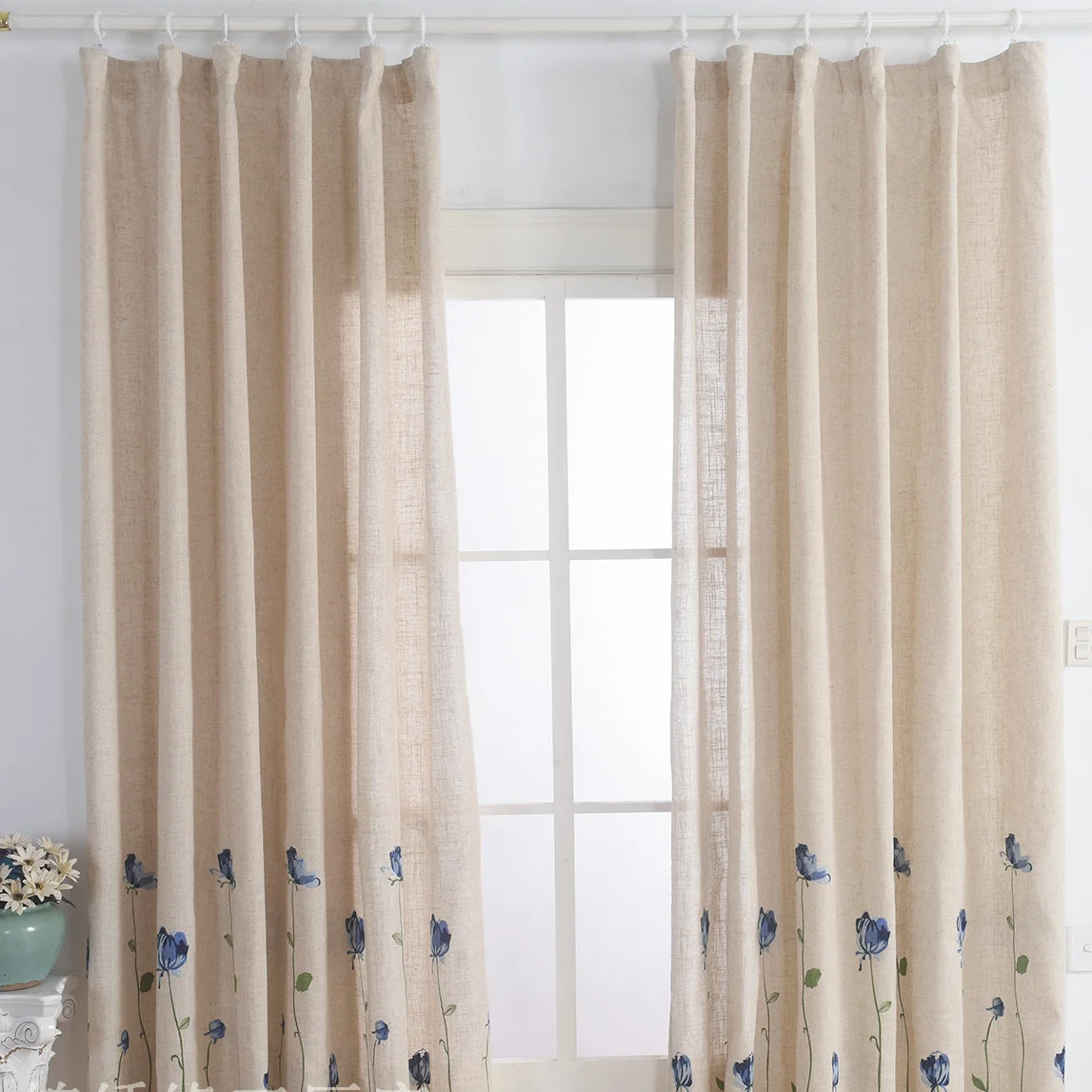 Занавески для спальни с вышитыми цветами из натурального хлопка и льна | Дом сад