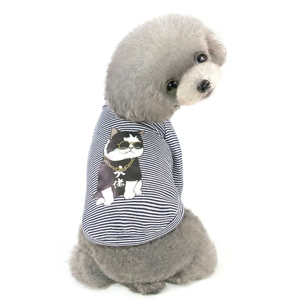 Футболка для питомца милая Одежда собак хлопковая футболка в полоску с