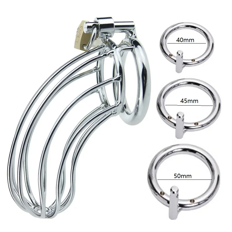 40/45/50mm Male Chastity Device Belt Stainless Steel Metal Cage Restraint Penis Sex Toys For Men/Gay Penis Cock Ring Adult Games