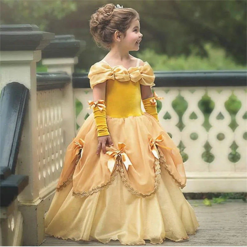

high quality Belle Children's Princess Dress Costume Cosplay Beauty and the Beast Ball Gown Child Halloween Party Fancy Girl