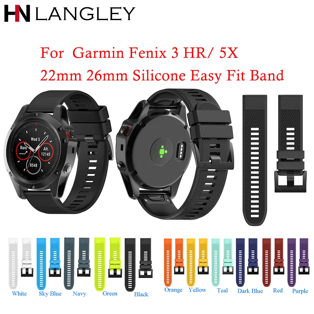 Ремешок силиконовый для Garmin Fenix 5X 3 HR Band спортивный удобный браслет наручных часов