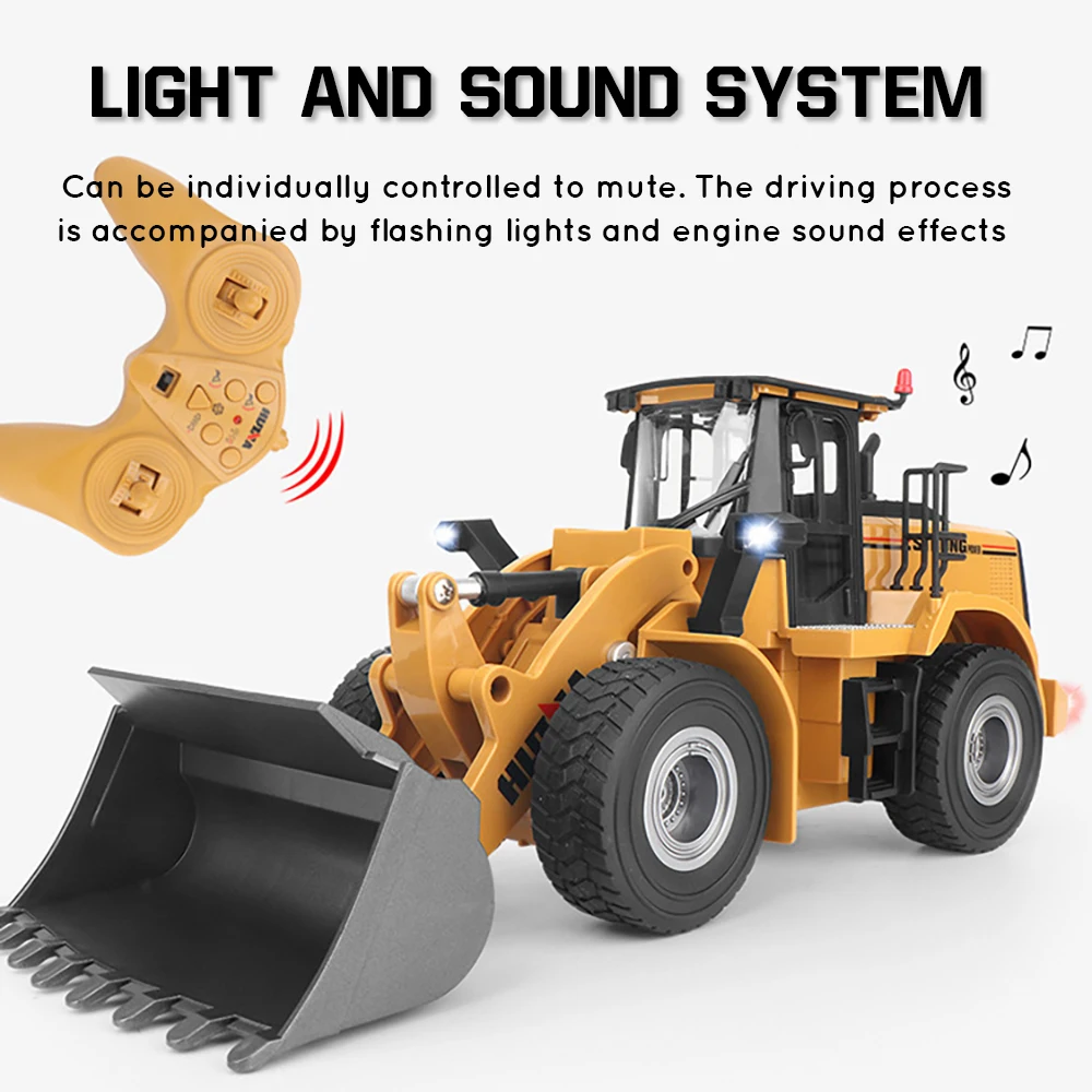 Huina 1567 1:24 Rc Truck Loader Tractor Model 2.4G Radio Control Bulldozer Engineering Car Excavator Vehicle Toys for Boy Gift | Игрушки и