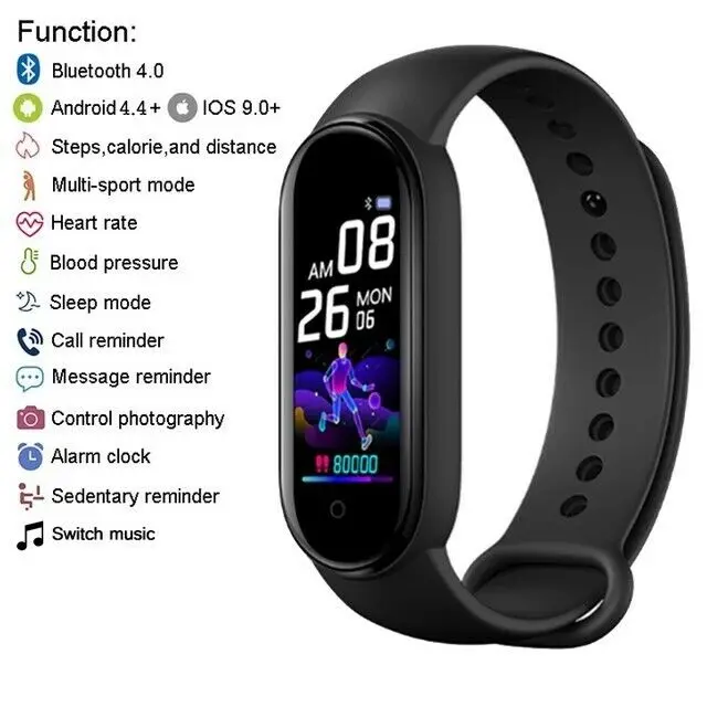 

3X M5 Smart Bracelet Sport Fit Watch Man Woman Blood Pressure Heart Rate Monitor