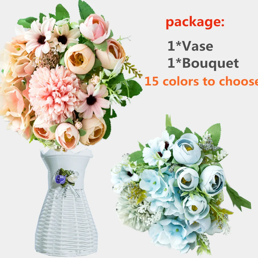 Ваза + шелковые пионы розы искусственные цветы для свадьбы сделай сам домашний