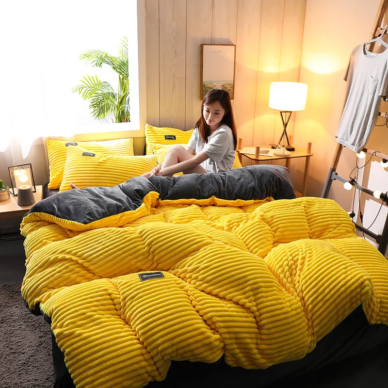 

Solid Color Velvet Duvet Cover for Household Winter Warmth Thick Bedding Set Bedroom Set Twin Queen King Duvet Cover