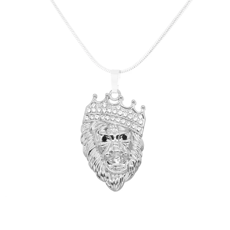 Оптовая продажа мужские Стразы со львом в виде короны подвеска льва хип-хоп