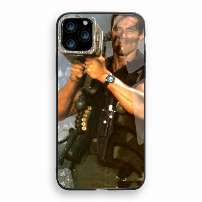 

1pc Arnold Schwarzenegger movie Commando 1985 poster glossy smooth TPU Hard Glass case For iPhone 11 pro max for iphone12 Cover