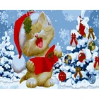 Рождество кошка животные рамка Diy Краска ing по номерам набор современное настенное искусство картина по номеру Акриловая Краска на холсте для домашнего декора