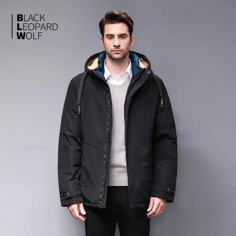 Blackleopardwolf Мужской пуховик зимние мужские куртки и пальто со съемным мехом зимние парки BL-986