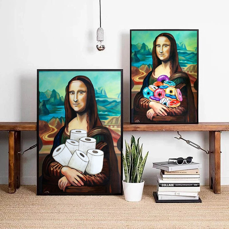 Настенная Картина на холсте Мона Лиза в туалете | Дом и сад