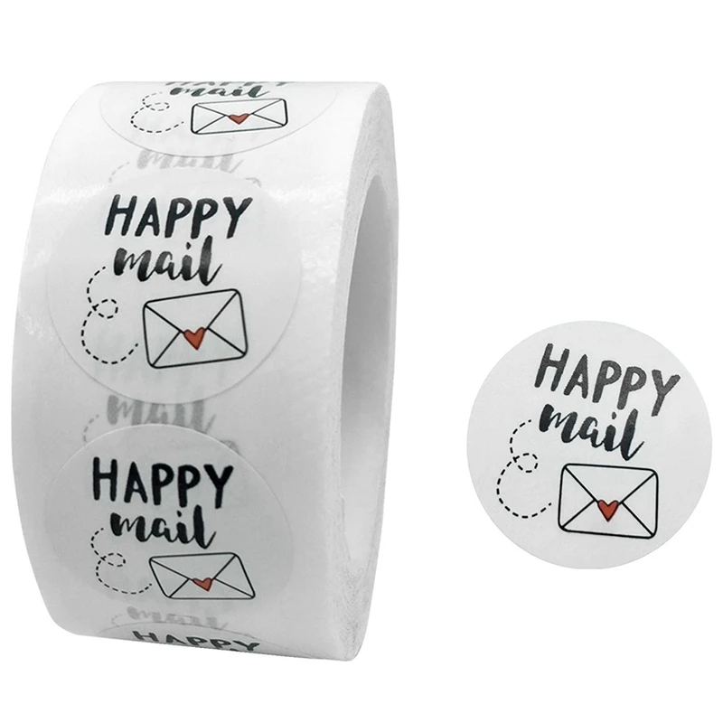 

Счастливый почта спасибо рулонные наклейки для упаковки поздравительные открытки конверт-загерметизируйте мешки 1 дюйм круговой 500 наклей...