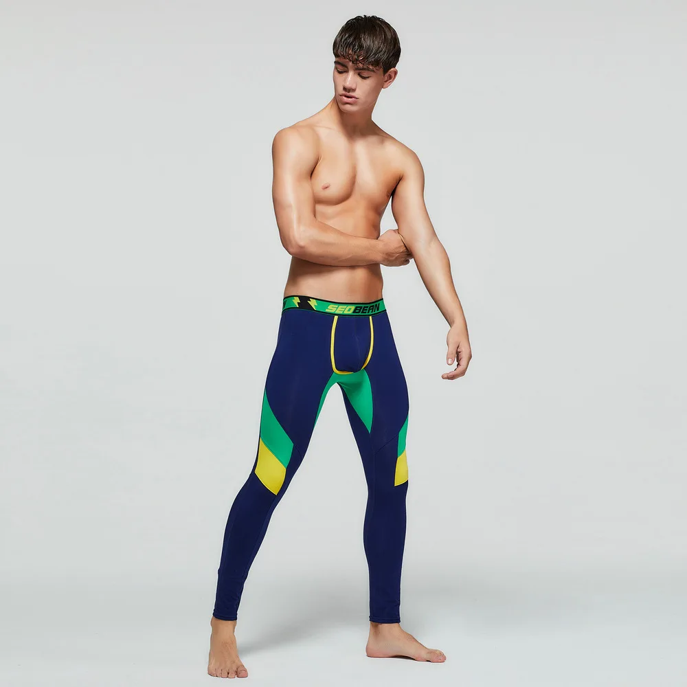 Мужские эластичные Компрессионные Леггинсы для спортзала спортивные