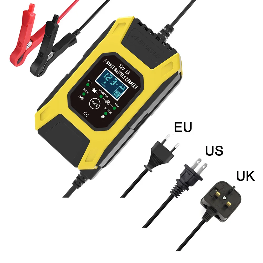12V 7A импульсный Батарея Зарядное устройство цифровой ЖК-дисплей Дисплей для