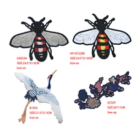 1 pcs bee crane plum cartoon icon iron on patch for clothing diy stripes clothes patchwork stickers custom badges