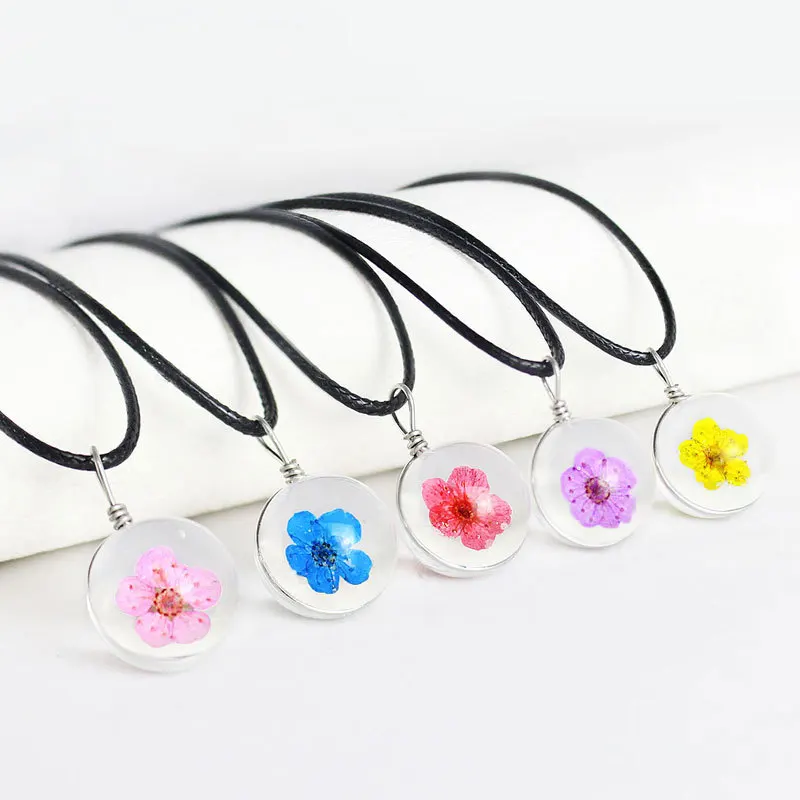 2019 черная Вощеная Веревка прозрачное стекло массивное ожерелье с подвеской