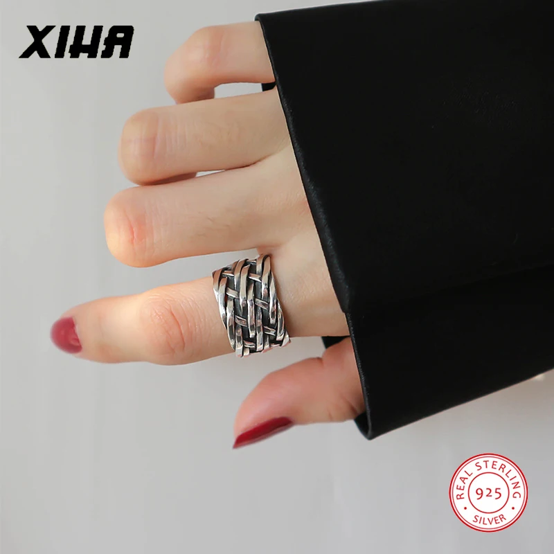 Женские винтажные кольца из тайского стерлингового серебра 925 пробы широкие