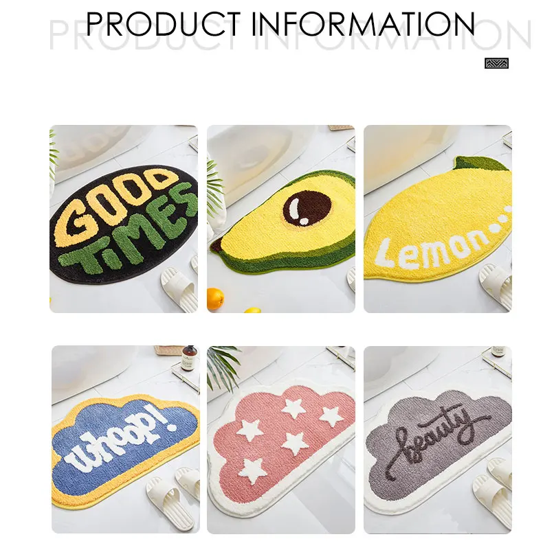 cute cartoon avocado shape porch entrance floor mats home bathroom anti slip rugs flock soft water absorption bath shower mats free global shipping