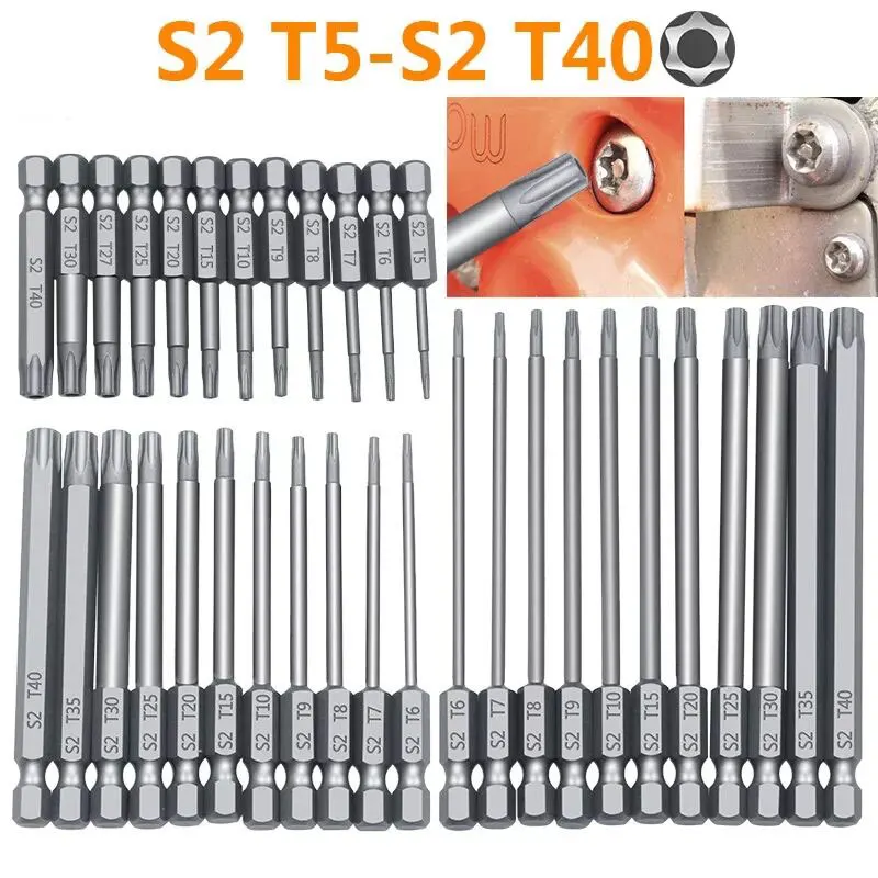 

11/12pcs Security Bit Set Tamper Proof Screwdriver Drill Bit Screw Driver Bits Torx Flat Head 1/4" Hex Driver Bits