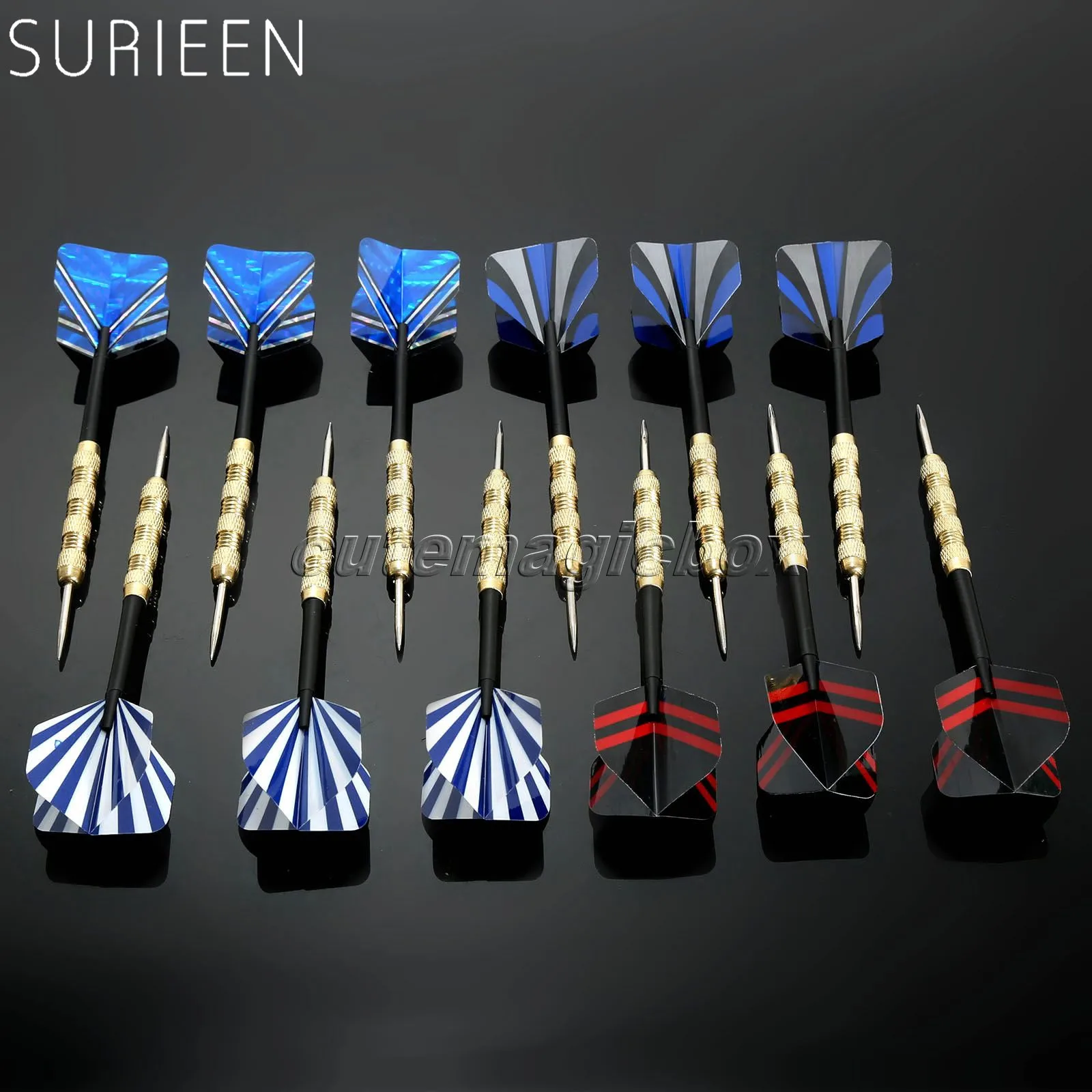 

4 Sets (12 Pcs) Professional 14g Steel Needle Tip Dart Set With Plastic Shafts & Iron Plated Brass Barrel & Nice Darts Flights