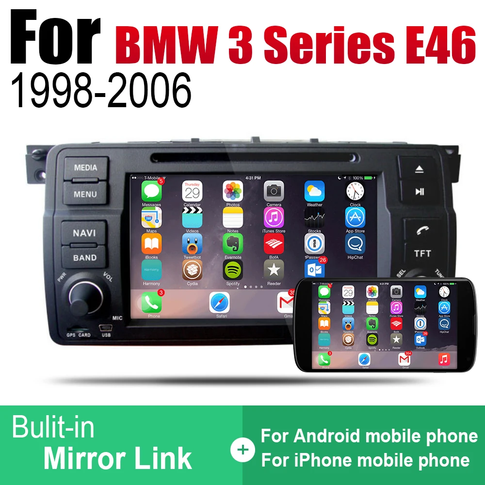 Автомобильный мультимедийный плеер 2 Din Android радио для BMW 3 серии E46 1998 ~ 2006 DVD GPS Navi