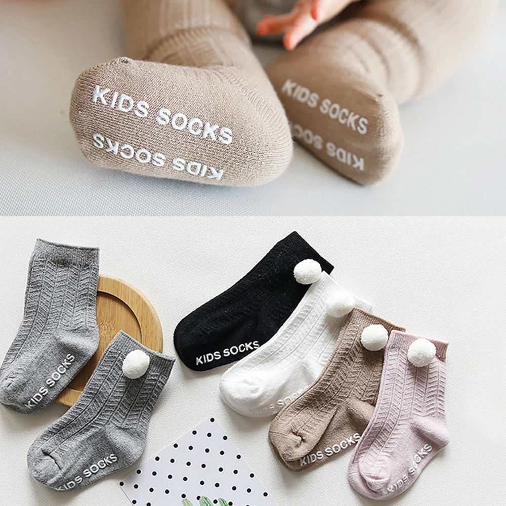 Хлопковые детские носки противоскользящие вязаные модные Гольфы с принтом для