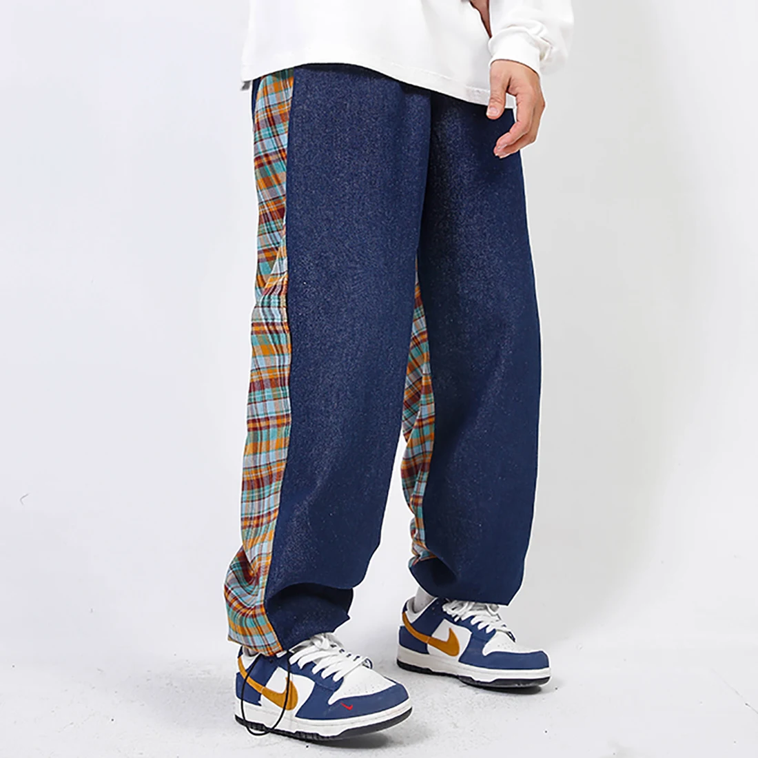 

ATSUNNY Stitching Two Color Letter Printing Jogger Pants Pocket Casual Streetwear Harajuku Sweatpants Male Hip Hop Trousers