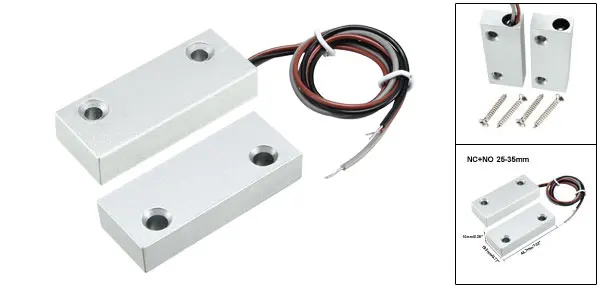 NC NO 25-35mm 1pcs Uxcell 1 шт. сигнализации системы безопасности дома двери гаража контакт Магнитный Геркон Серебряный серый охранной сигнализации системы - Цвет: NC NO 25-35mm 1pcs