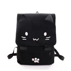 Холщовый дорожный рюкзак с милым котом для женщин, школьные ранцы для учеников, кавайные сумки для книг 40x30x11 см