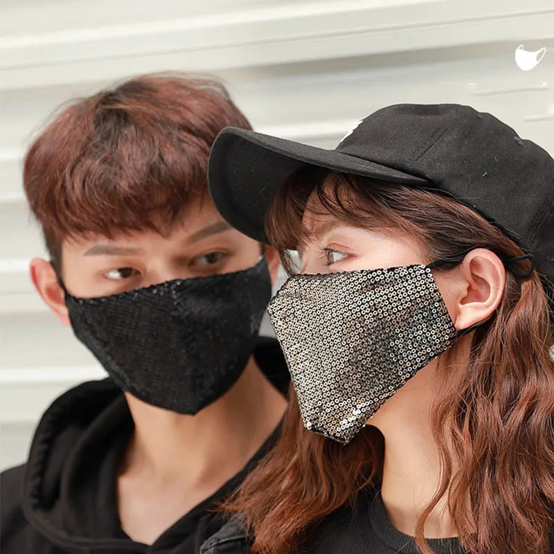 Унисекс модные блестящие украшения Стразы эластичная маска с блестками для