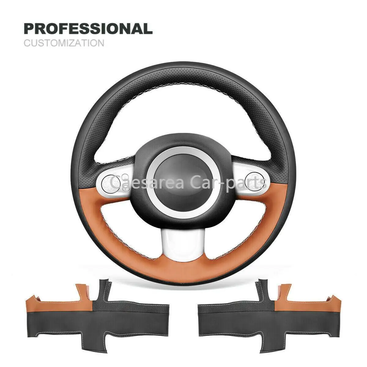 DIY Заказной черный коричневый кожаный чехол рулевого колеса автомобиля для Mini