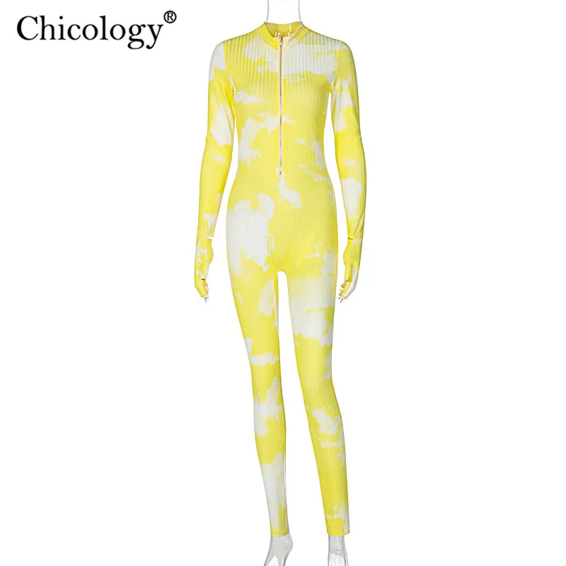 

Chicology Tie Dye Fashion Jumpsuit Bodycon Sexy Club Outfits Long Sleeve 2020 Winter Fall Clothes Women Streetwear Jump Suit