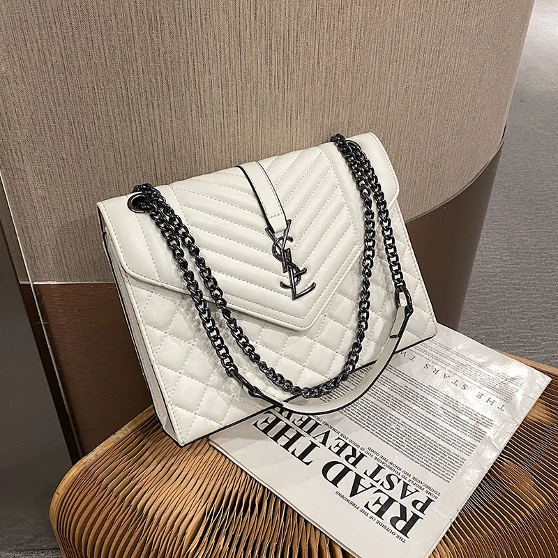 

2021 female Korean fashion rhombic chain bag autumn and winter new online celebrity texture pu large capacity shoulder bag