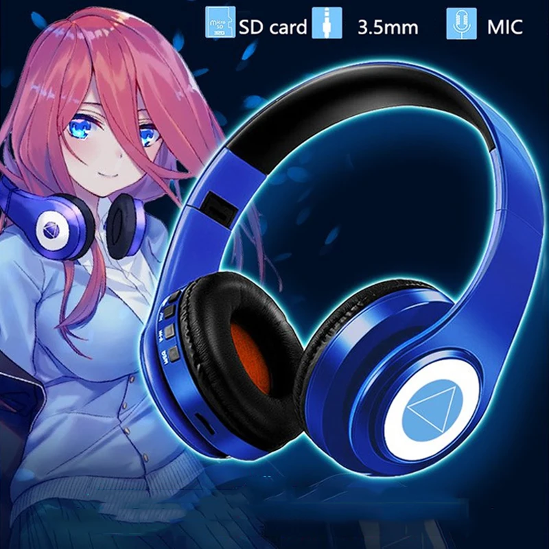 

The Quintessential Quintuplets Bluetooth Stereo Gaming Headset Foldable 2 in1 Wireless Miku Nakano Anime Cosplay Headphone Gift