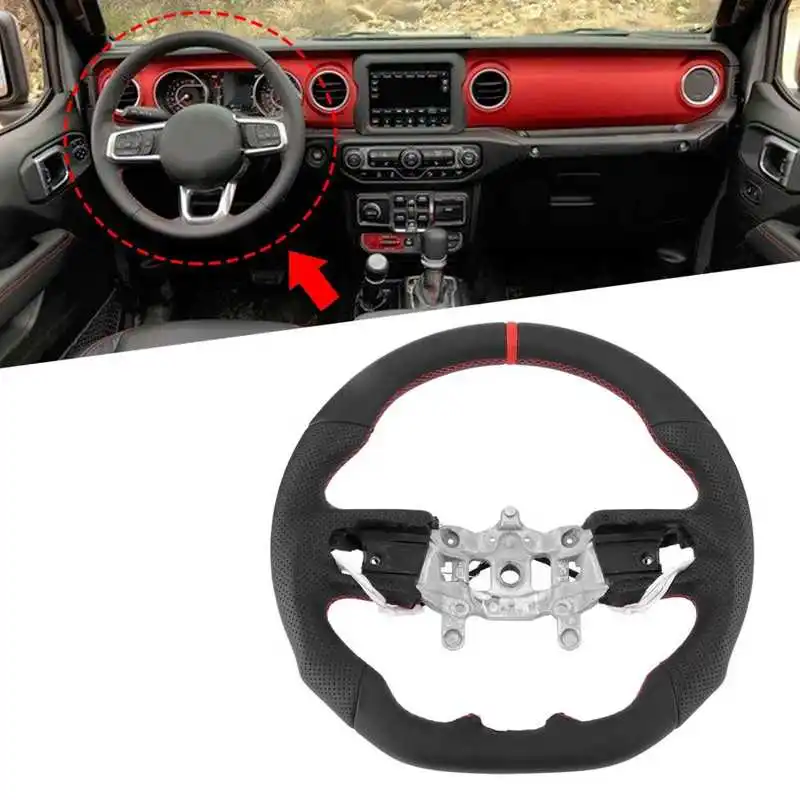 

Руль Nappa из перфорированной кожи на заказ, подходит для Jeep Wrangler JL JLU 2018-2021