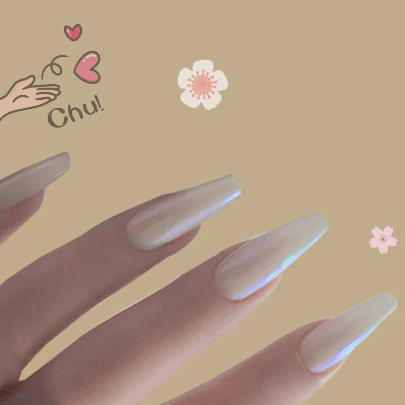 

24pcs Fairy Aurora Bright Color Wearable Fake Nails press on Long Style Ballet Fashion Beautiful Decoration tips acrylic nails