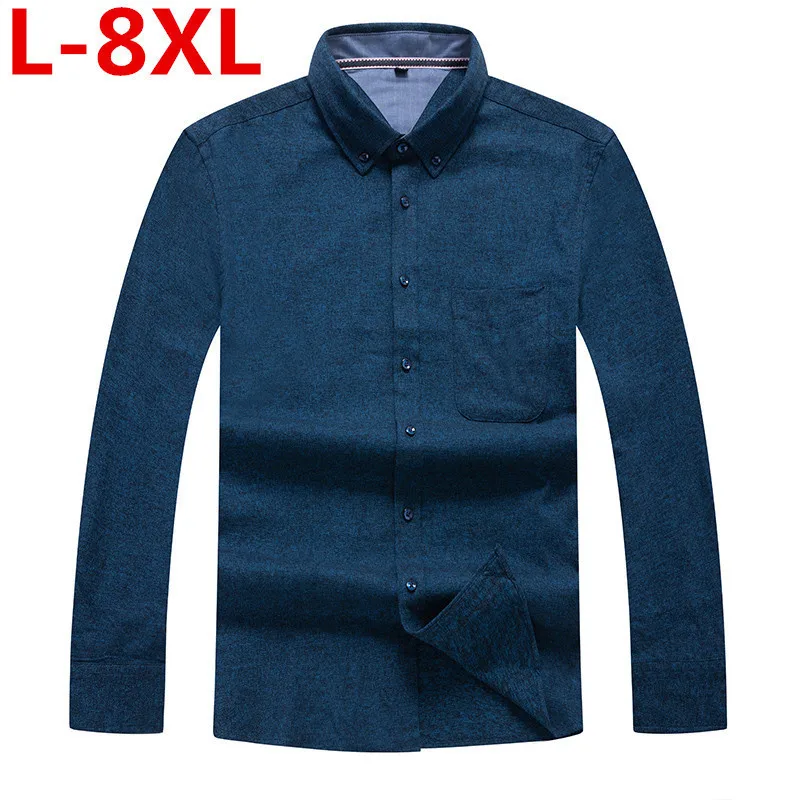Размера плюс 8XL 7XL 6XL Сезон осень зима повседневная мужская рубашка с длинными