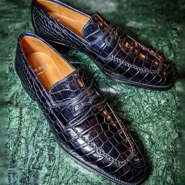 

Men's Pu Crocodile Pattern Leather Shoes Solid Color Low Heel Fashion Dress Shoes Classic Casual Shoes Zapatos De Hombre HL045
