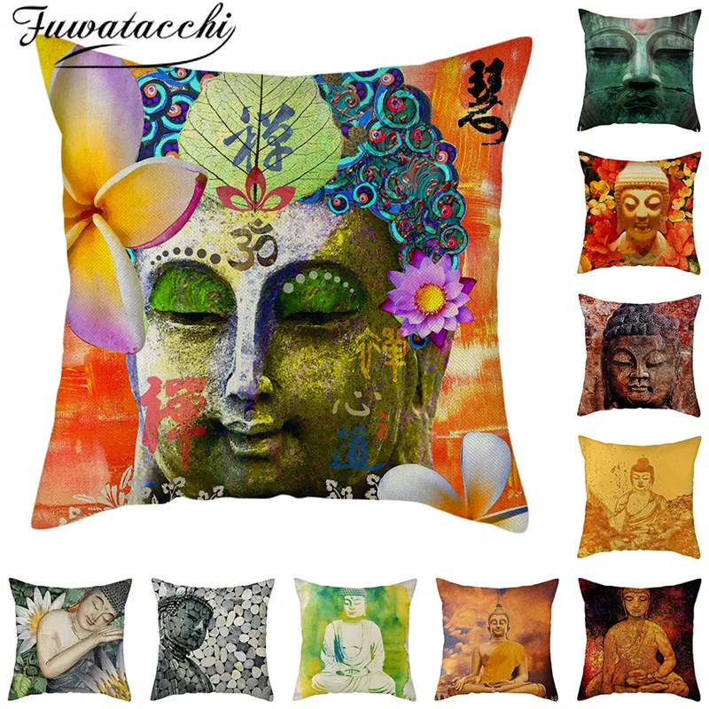 Фуватакчи льняная Будда фото наволочка буддизм Бог портрет пледы наволочки для