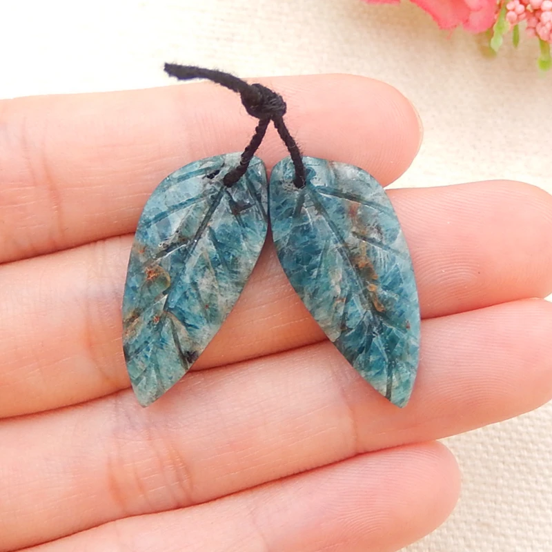 Модные полудрагоценные камни ювелирные аксессуары Резные листья Голубой Апатит