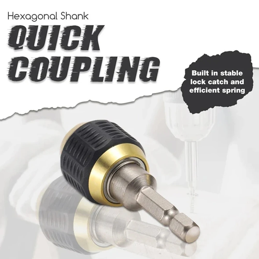 

50-60mm Hexagonal Shank Quick Coupling for 1/4 inch Inner Hex Self-Locking Connecting Rod Drill Bit Holder Chuck Quick Adapters