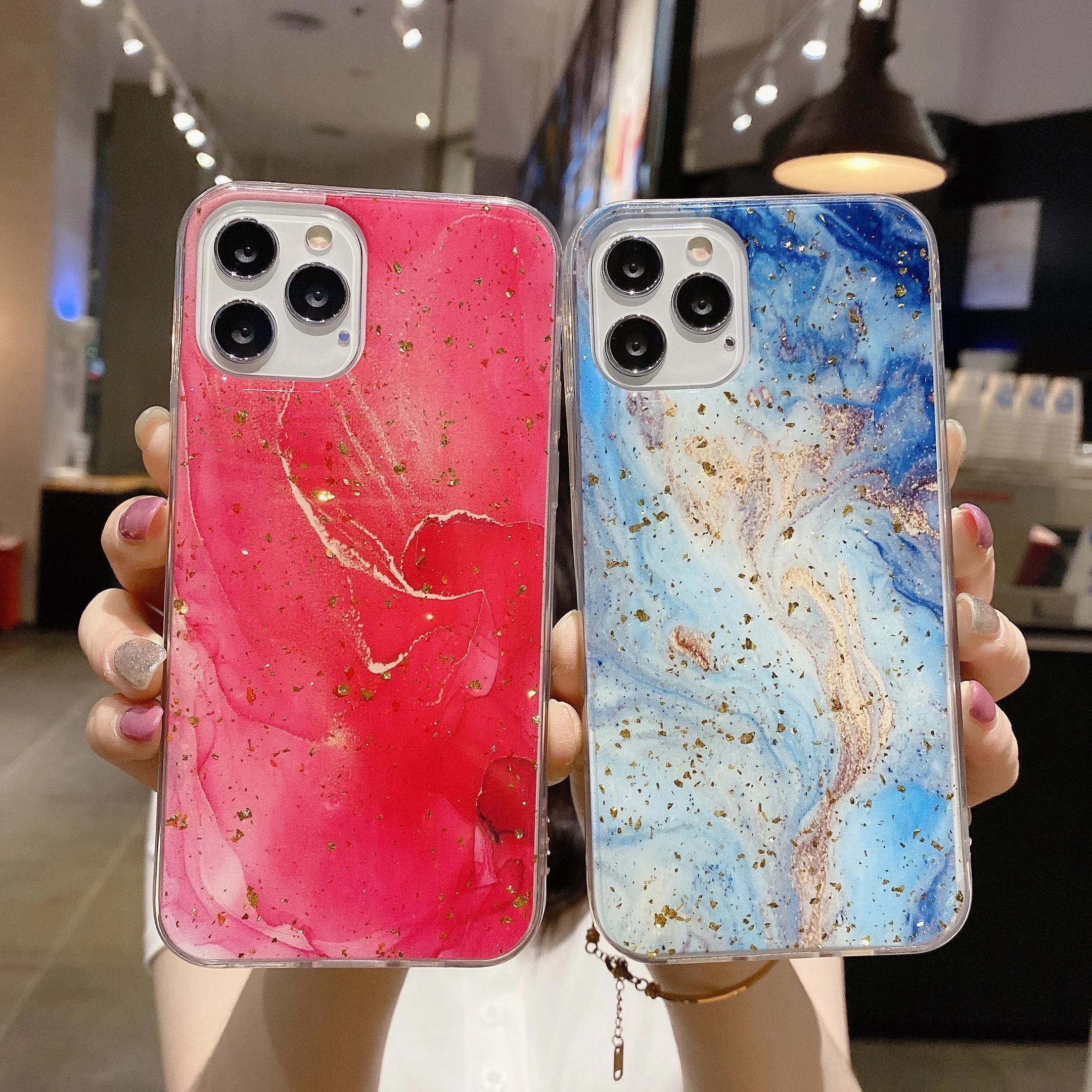 

Luxury Shockproof Glitter Marble Texture Colors Protection Phone Case For Xiaomi Redmi Note 10 10S Pro Transparent Button Cover