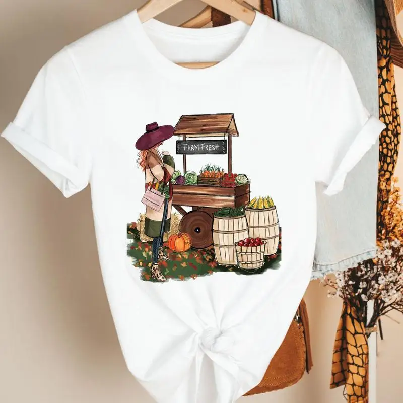 

Women Friends Lovely Pumpkin Halloween Fall Autumn Thanksgiving Cartoon Kawaii Clothes Tee Top Tshirt Female Graphic T-shirt