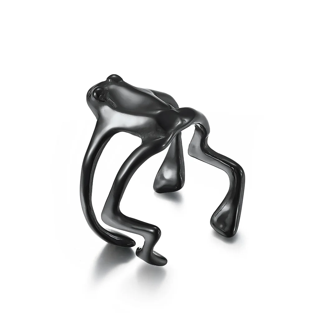

Vintage Little Frog Rings Fashion Personality Stainless Steel Hip-Hop Punk Jewelry Accessories Open Adjustable Toad Ring for Men