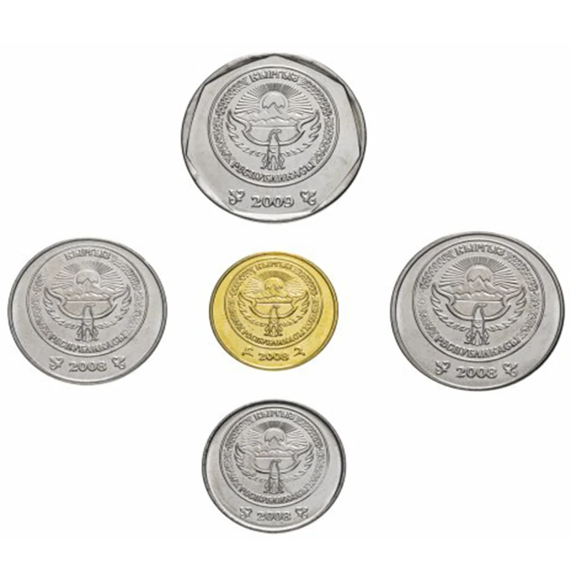 Набор из 7 шт. киргизийские монеты Азия 100% оригинальные для коллекции Unc Новинка -
