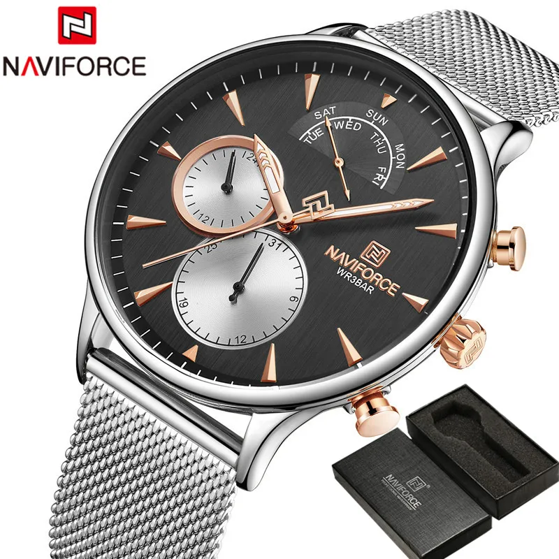 Часы наручные NAVIFORCE Мужские кварцевые в стиле милитари модные брендовые