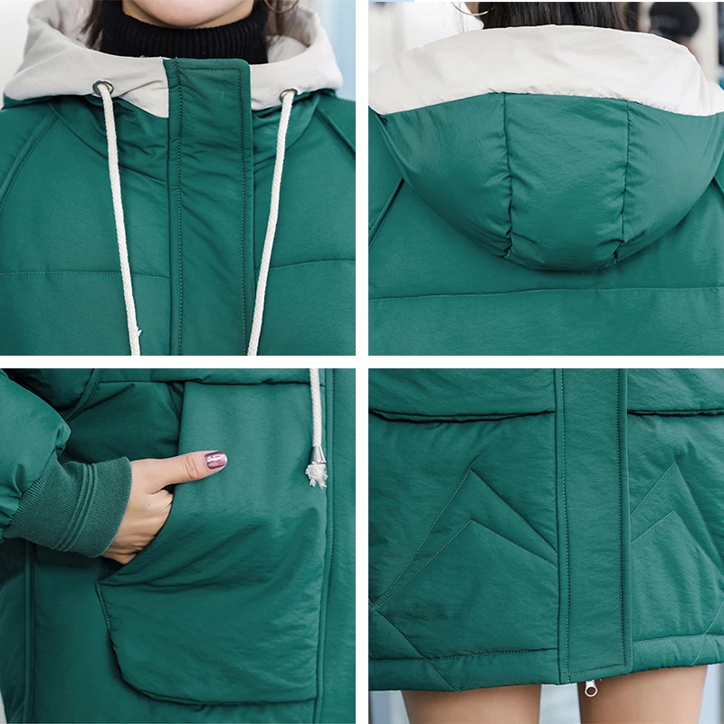

Winter Coat Female 2019 Women's Hooded Jacket Long Parka Autumn Bread Service Loose Warm Cotton Down Jackets