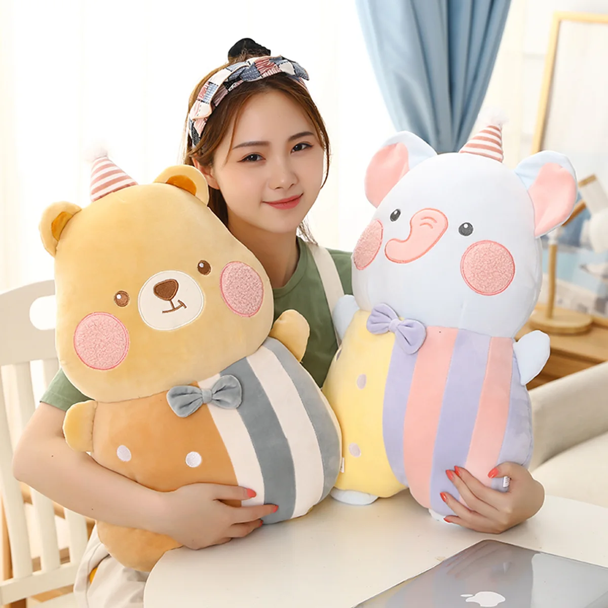 

Милая мягкая подушка в виде свиньи, динозавра, слона, медведя, плюшевые игрушки, мягкая подушка для сна в кровати, Подушка для домашнего деко...